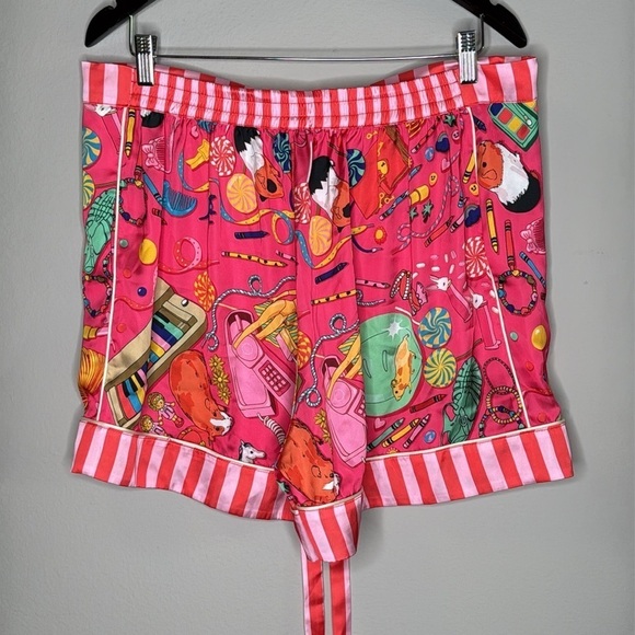 Karen Mabon Bedroom Floor Short Satin Pajama Set in Pink Women's 3XL (16-18) NWT - Picture 8 of 9